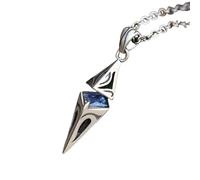 Hao Wu Xuan Stylish Blue Stone Man Necklaces Stainless Steel Jewelry Cube Pendant Collar Birthday Party Dad Boyfriend Valentine Gifts