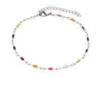 Hao Wu Xuan Summer Anklet Bracelet on Leg with Candy Beaded,bohemian Lace Chain Anklet for Women, Stainless Steel Beach Anklet