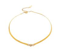 Hao Wu Xuan Summer Boho Stackable Futuristic Clear Zircon Necklace Gold Plated Stainless Steel Vaion Style Unisex Jewelry