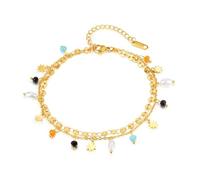 Hao Wu Xuan Summer dopamine double-layer steel foot accessory all-match light luxury stainless steel pearl anklet