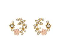 Hao Wu Xuan Summer Gold Plated Pink Lovely Flower Earrings Hypoallergenic Stainless Steel Korean Dainty Jewelry