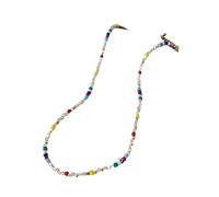 Hao Wu Xuan Summer Handmade Colorful Beads Choker Necklace for Women Girl Simple Colorful Collar Short Chain Boho Jewelry Gifts