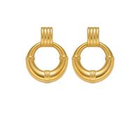Hao Wu Xuan Summer Stainless Steel Vintage Circle Mixed Gothic Dancer Earrings for Gift Gold Plated Hypoallergenic Jewelry