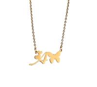 Hao Wu Xuan Sweet Butterfly Alphabet Necklace for Women Girl A-Z Initial Letter Name Gold Color Jewelry Gift