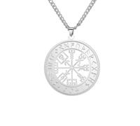 Hao Wu Xuan Symbol Norse Vikings Odin 's Runes Necklaces Hollow Compass Pendant Necklaces Stainless Steel Amulet Jewelry