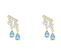 Hao Wu Xuan The designer's unique creative silver inlaid white crystal faceted drop-shaped tassel earrings elegant and exquisite jewelry