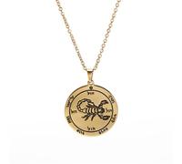 Hao Wu Xuan The Key of Solomon Round Pendant Necklace The Holy Fifth Pentacle Vintage Necklaces Scorpion Amulet Jewelry Party Gift