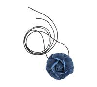 Hao Wu Xuan Trend Choker Flower Rose Pendant Collarbone Chain Women Jeans Cloth Necklace Temperament Adjustable Wax Rope Y2K Denim Necklace