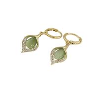 Hao Wu Xuan Trend Korean Zircon Earrings for Women White Green Moonlight Eye Stone Earrings Party Jewelry Gifts