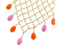 Hao Wu Xuan Trendy Beaded Bib Necklace For Women Exquisite Multilayer Fishing Net Shape Resin Beads Pendant Jewelry Fashion Charm Gift