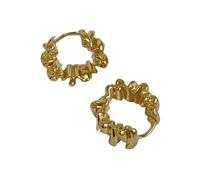 Hao Wu Xuan Trendy Massive Earrings Retro Irregular Wavy Pleated Earrings for Women Design Simple Temperament Senior Jewelry