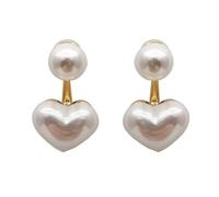 Hao Wu Xuan Trendy Vintage Heart Pearl Earring Women Classic White Stud Earrings Female Earrings Female Jewelry 2024 Gift