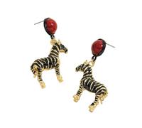 Hao Wu Xuan Trendy Zebra Circular Earrings Female Exquisite Three-dimensional Enamel Animal Jewelry Western Cowgirl Cool Earrings Gift