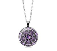 Hao Wu Xuan Triple Moon Goddess Necklace Pentagram Fire Trident Round Pendant Necklaces Vintage Witchcraft Charm Jewelry