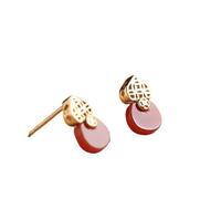 Hao Wu Xuan Unique craftsmanship natural Hetian jasper gourd hollow coin earrings Chinese style exquisite ladies jewelry