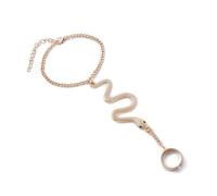 Hao Wu Xuan Unique Goth Connecting Finger Rings Snake Bracelet for Women Trendy 2024 Vintage Charm Tassel Bangles Couple Hand Jewelry Gift