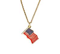 Hao Wu Xuan US National Flag Pendant Necklace For Women Men Gold Color Charm Fashion Stainless Steel Chain Hip Hop American Jewelry Gift