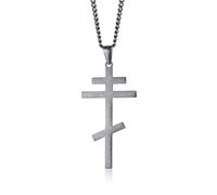 Hao Wu Xuan Vantage Cross Pendant Men Necklace Symbol Stainless Steel Byzantine Cross Jewelry