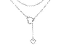 Hao Wu Xuan Versatile Front Adjustable Necklace Fashionable Long Necklace Featuring Double Heart Pendant For Fashion Enthusiasts
