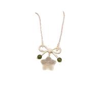 Hao Wu Xuan Very cute bowknot star pendant exquisite natural chalcedony necklace light luxury woven rope fine jewelry gift