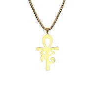 Hao Wu Xuan Viking Eye of Horus Egypt Ankh Cross Necklace For Men Women Pendant Amulet Vintage Gold Color Jewelry
