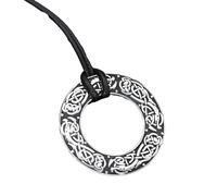 Hao Wu Xuan Viking Ouroboros Dragon Leather Necklaces Nordic Runes Amulet Stainless Steel Circle Pendant Scandinavian Jewelry As Men Gifts
