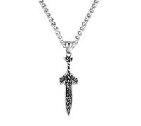 Hao Wu Xuan Viking Sword Necklaces Men Norse Knight Celtic Knot Runes Self-defense Stainless Steel Pendant Scandinavian Amulet Punk Jewelry