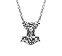Hao Wu Xuan Viking Wolf Head s Hammer Necklaces Men Genuine Leather Norse Mythology Goat Satan Antique Steel Pendant Amulet Male Jewelry