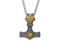 Hao Wu Xuan Vikings s Hammer Necklaces Men Stainless Steel Double-sided Norse Trinity Mjolnir Amulet Anchor Pendant Scandinavian Jewelry