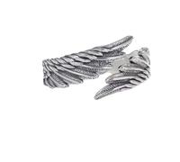Hao Wu Xuan Vintage Angel Wing Demon Eye Hip Hop Adjustable Couples Rings for Men Women Retro Silver Color Jewelry