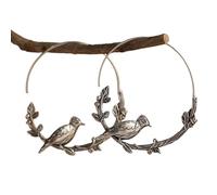 Hao Wu Xuan Vintage Animal Bird Leaf Round Women Earrings Silver Color Drop Earrings for Women Gift Jewelry