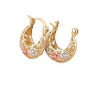 Hao Wu Xuan Vintage Creative Women's Printed Flower Hollow Out Geometric Earrings Party Wedding Jewelry Gift Accessories