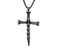 Hao Wu Xuan Vintage Cross Men Necklace Deadly Skull 316L Stainless Steel Pendants Chain Rock Punk for Biker Male Jewelry Best Gift