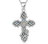 Hao Wu Xuan Vintage Cross Pendant Necklace for Women Delicate Pattern Flower Alive Neck Accessories Versatile Gorgeous Party Jewelry
