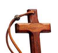 Hao Wu Xuan Vintage Cross Wood Necklace Simple Men Women Wooden Pendant Chain Belief for Male Couple Jewelry Best Gift