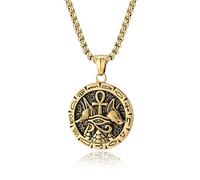 Hao Wu Xuan Vintage Egyptian Anka cross Anubis god steel necklace men's personality cultural symbol pendant
