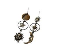 Hao Wu Xuan Vintage Free People Face Sun Moon Pendant Earrings Women's Creative Design Asymmetric Earrings Party Retro Jewelry