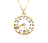 Hao Wu Xuan Vintage Gold Color Clock Sun Four-leaf Clover Medal Lucky Charms Zircon for Women Men Choker Pendant DIY Jewelry Accessories