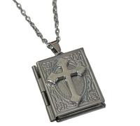Hao Wu Xuan Vintage Gothic Cross Book Pendant Necklace Women Creative Personalization Open Photo Box Jewelry Romantic Gift