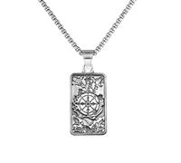 Hao Wu Xuan Vintage Gothic Tarot Card Necklace Pendant For Men Retro Punk Style Relief Pendant Necklace Gifts For Friend