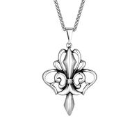 Hao Wu Xuan Vintage Medieval Norse Rune Fleur-de-lis Necklaces Men Stainless Steel Viking Cross Amulet Pendant Charm Original Design Jewelry