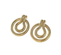 Hao Wu Xuan Vintage Neo Gothic Super Shine Snake Bone Earrings Gold Plated Hypoallergenic Stainless Steel Office Jewelry Wome