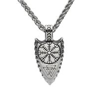 Hao Wu Xuan Vintage Norse Compass Spear Necklaces Men Stainless Steel Self-defense Amulet Vikings Trinity Arrow Pendant Scandinavian Jewelry