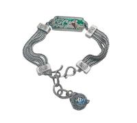 Hao Wu Xuan Vintage Palace Style Exquisite Green Enamel Magpie Bracelet for Women Classical Coarse Chain Bangles r Jewelry
