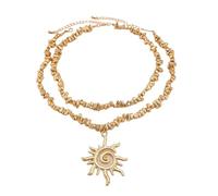 Hao Wu Xuan Vintage Plastic Beads Chain Necklace for Women Trend 2025 Goth Sunflower Pendant Choker Necklace Party Jewelry Gift