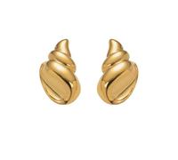Hao Wu Xuan Vintage Polished Super Shine Conch Earrings Stainless Steel Ins Trendy Pvd Gold Plated Showtime Jewelry for Women