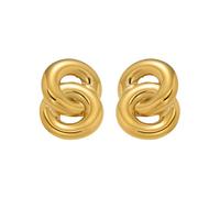 Hao Wu Xuan Vintage Polished Super Shine Double Circle Earrings Trendy Pvd Gold Plated Stainless Steel Daily Jewelry