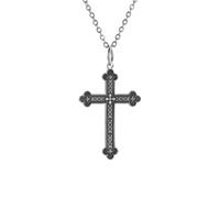 Hao Wu Xuan Vintage Prayer Cross Pendant Necklace for Men's Punk Amulet Jewelry