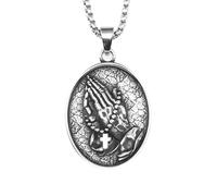 Hao Wu Xuan Vintage Prayer Pendant Cross Pray Necklaces 316L Stainless Steel Men Chain Rock Retro for Male Jewelry Gift