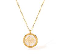Hao Wu Xuan Vintage senior sense necklace female steel creative design glass everything life tree clavicle chain